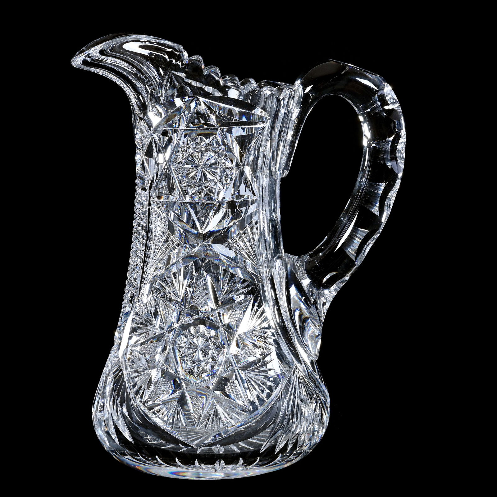 Milk Pitcher, American Brilliant Cut Glass, Pattern #136 By Meridan (1 of 3)