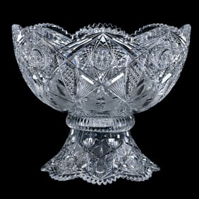 Punch Bowl, Two Part, American Brilliant Cut Glass, Rookwood Pattern By J. Hoare