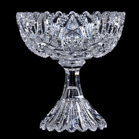 Compote, American Brilliant Cut Glass, Signed Libbey Glenda Pattern