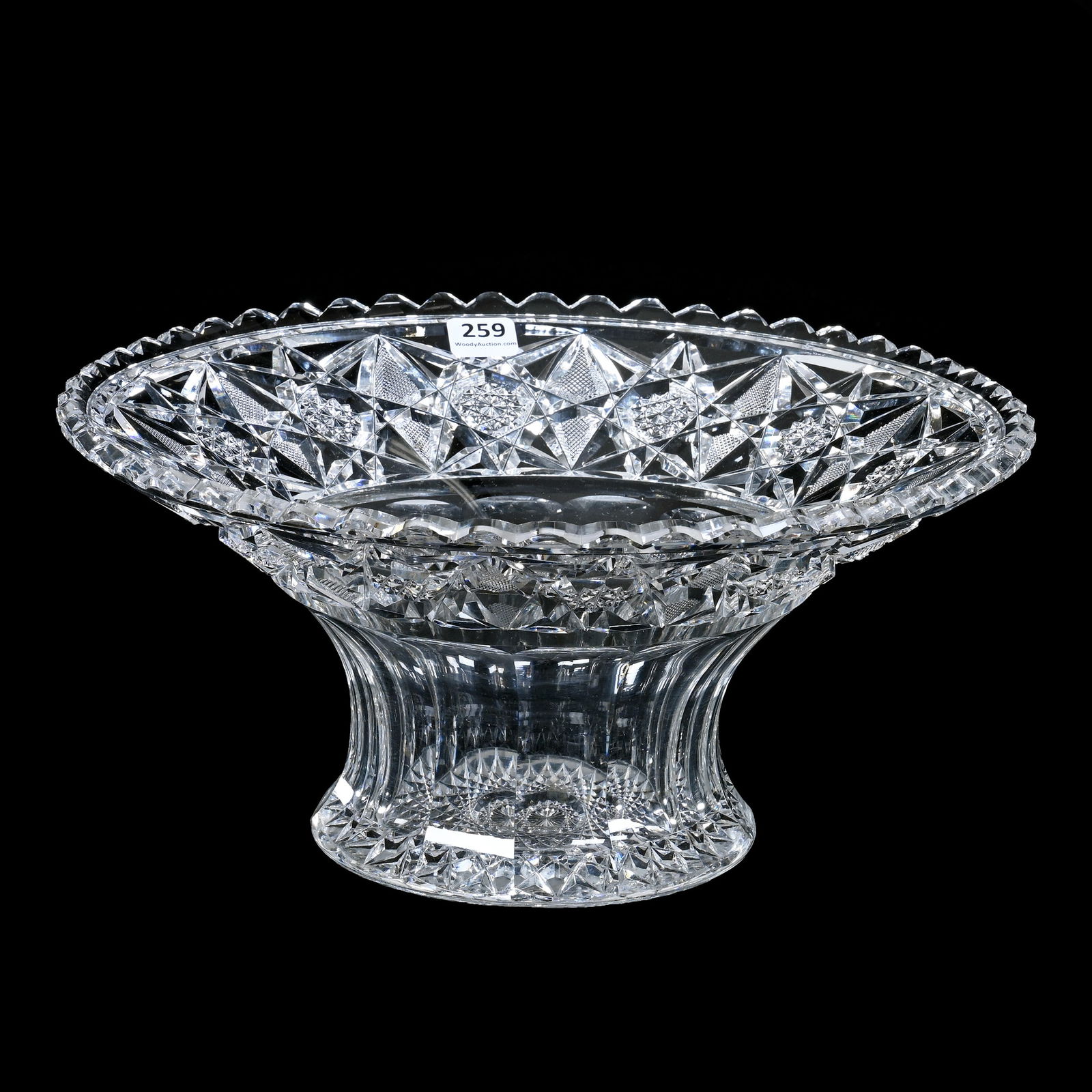 Flared Bowl/Vase, American Brilliant Cut Glass, Signed Hawkes, Hobstar, Crosshatch And Kite Border (1 of 3)