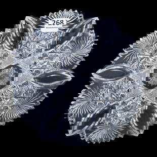 Plate, American Brilliant Cut Glass, Grecian Pattern By Hawkes: Plate, American Brilliant Cut Glass, Grecian Pattern By Hawkes, 7", Good Fluorescence Under Black Light, Mike & Sandra Hackney, Georgia.