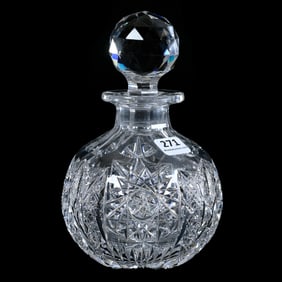 Cologne Bottle, American Brilliant Cut Glass, Three Alternating Sections Of Hobstar, Cane, Fan And