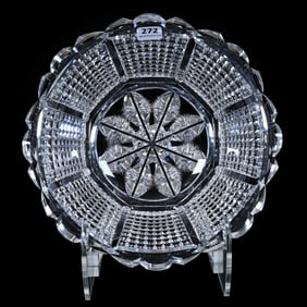 Bowl, American Brilliant Cut Glass, Signed Libbey Panel Star Pattern