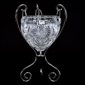 Hanging Fernery, American Brilliant Cut Glass, Ariel Pattern By C. F. Monroe
