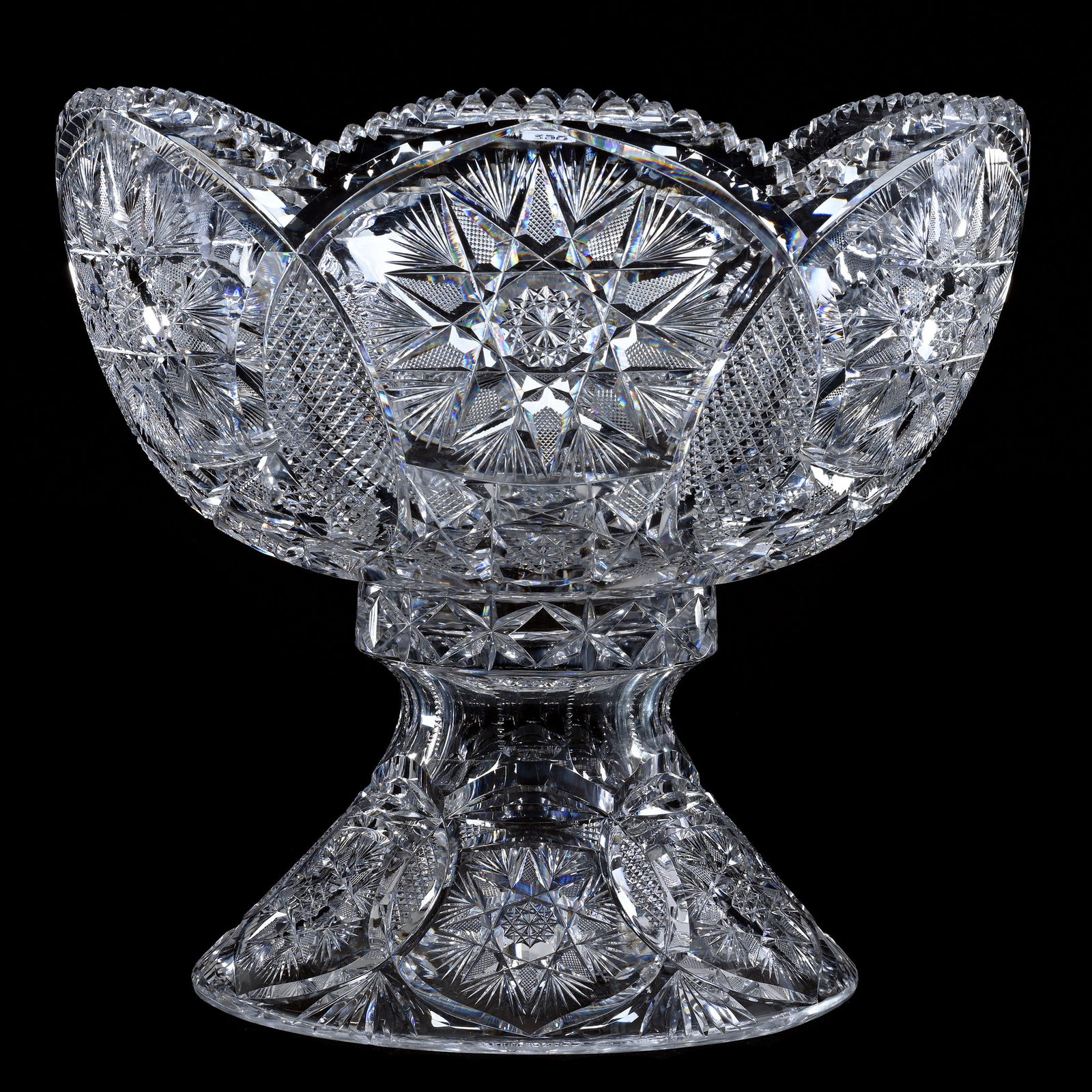 Punch Bowl, Two Part, American Brilliant Cut Glass, Pattern #136 By Meriden (1 of 3)