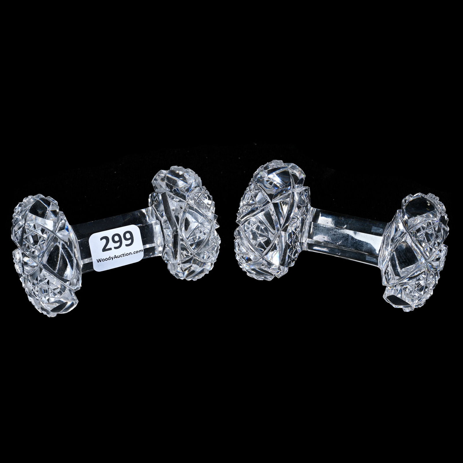 Pair Knife Rests, American Brilliant Cut Glass, Signed Hawkes Pattern #2 (1 of 2)