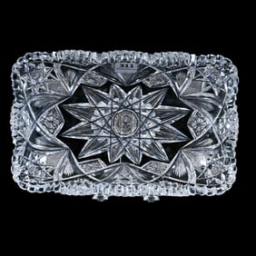 Rectangular Tray, American Brilliant Cut Glass, Holland Pattern By Hawkes