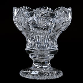 Pedestal Vase, American Brilliant Cut Glass, Attributed To Quaker City