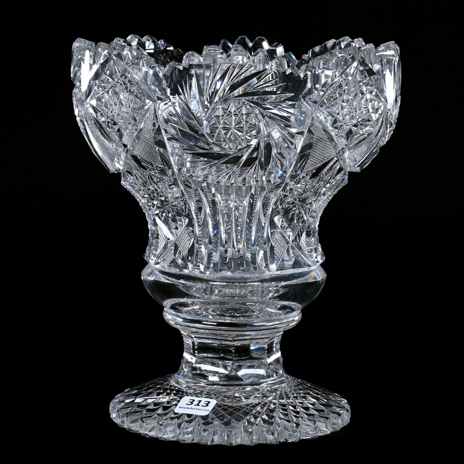 Pedestal Vase, American Brilliant Cut Glass, Attributed To Quaker City (1 of 3)