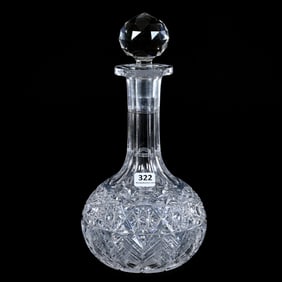 Decanter, American Brilliant Cut Glass, Fern Pattern By Ohio Cut Glass