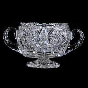 Two Handled Pedestal Ice Tub, American Brilliant Cut Glass