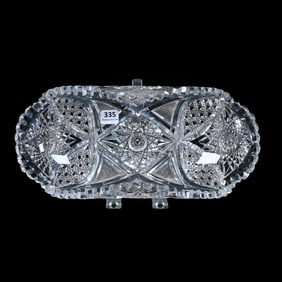 Folded Bread Tray, American Brilliant Cut Glass, Hobstar, Vesica, Cane, Crosshatch, And Quartered
