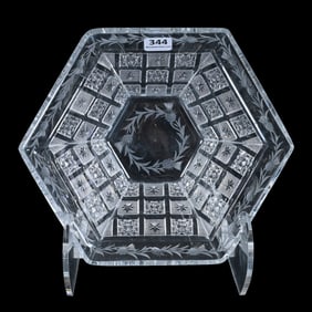 Six-Sided Bowl, American Brilliant Cut Glass, Plaid And Thistle Pattern By Sinclaire