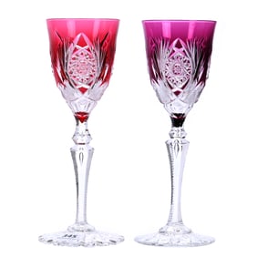 Pair Wine Stems, BPCG, Color Cut To Clear