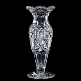 Vase, American Brilliant Cut Glass, Signed Libbey, Shape #631 Somerset Pattern
