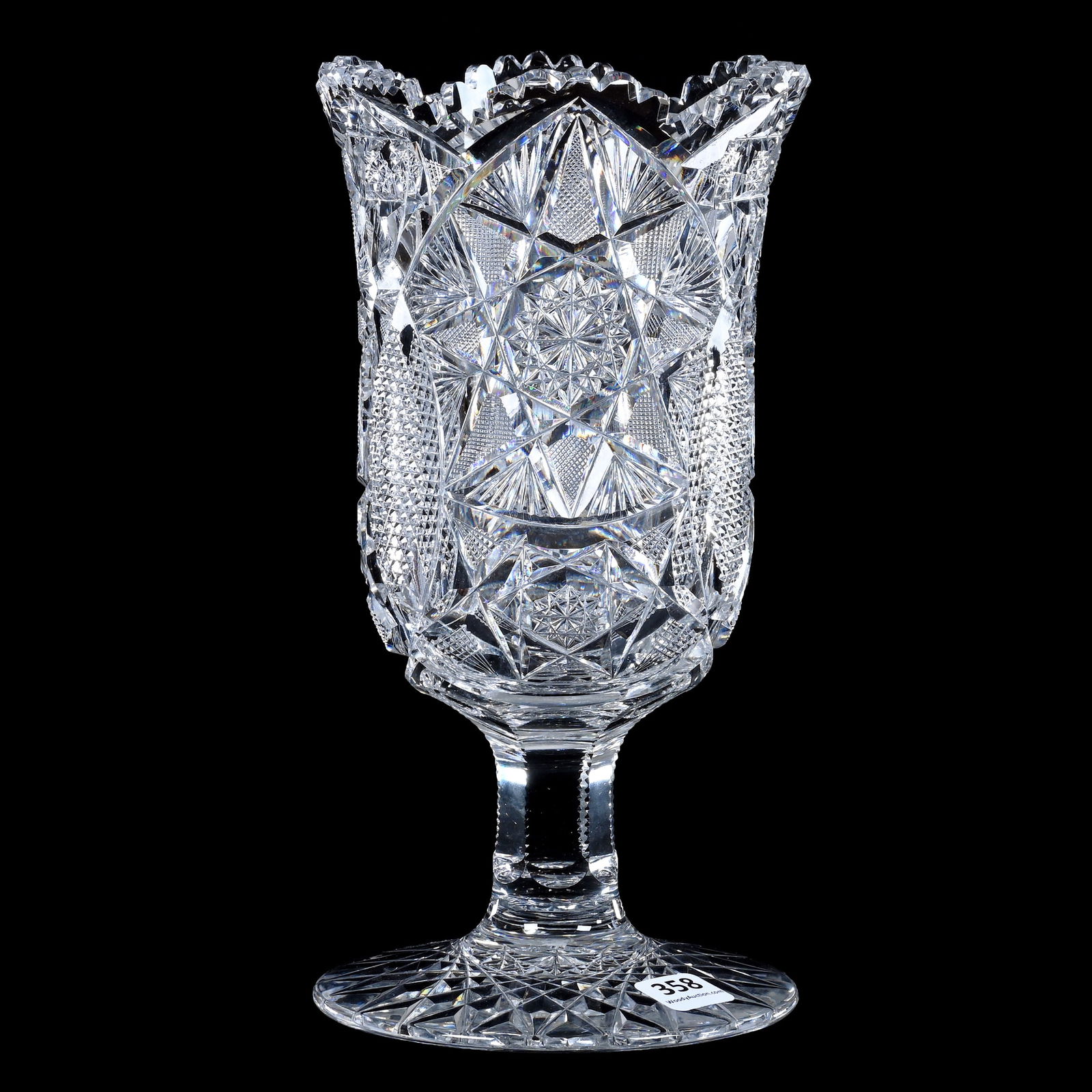 Pedestal Celery Vase, American Brilliant Cut Glass, Pattern #136 By Meriden (1 of 3)