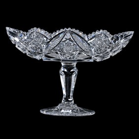 Pedestal Celery Tray, American Brilliant Cut Glass, Pattern #136 By Meriden