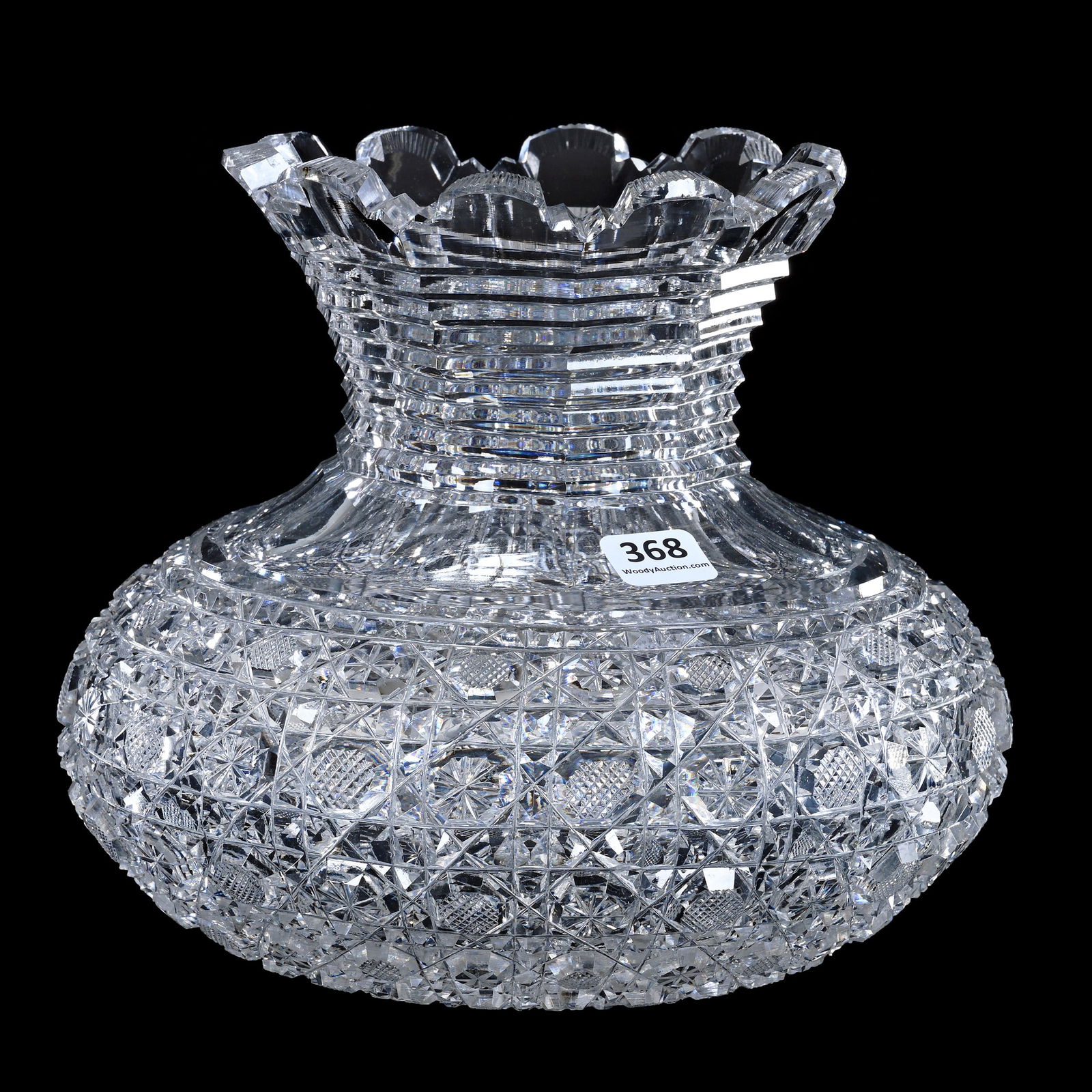 Flower Center, American Brilliant Cut Glass, Harvard Type Pattern With Step Cut Neck (1 of 3)