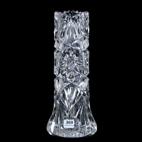 Vase, American Brilliant Cut Glass, Deeply Cut Hobstar, Crosshatch, And Fan Motif