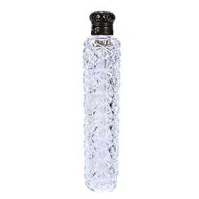 Lay Down Perfume Bottle, American Brilliant Cut Glass, Russian Pattern With Clear Cut Buttons