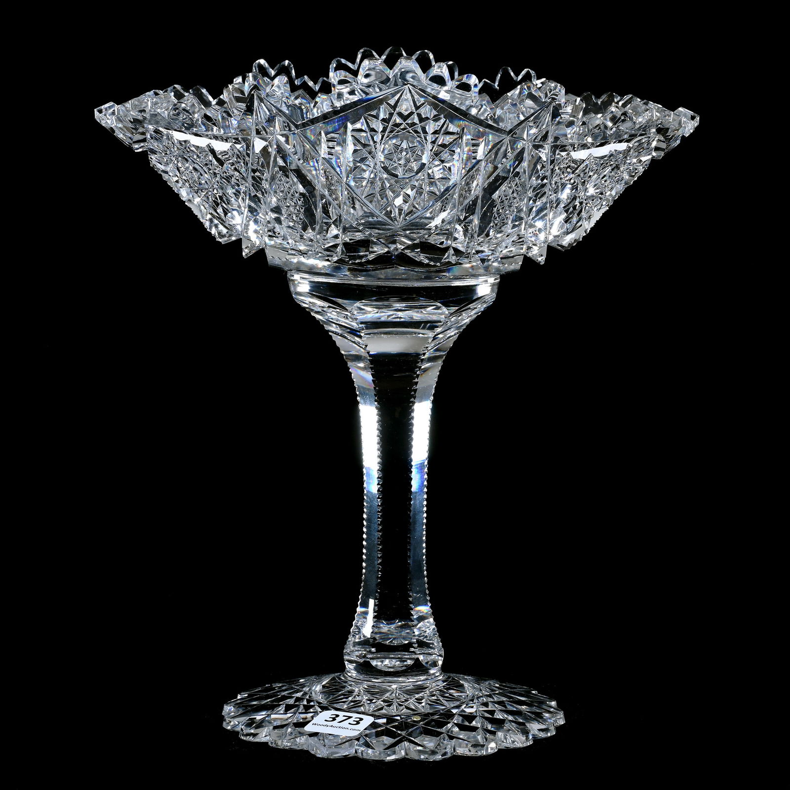 Folded Compote, American Brilliant Cut Glass, Signed Libbey Somerset Pattern (1 of 3)