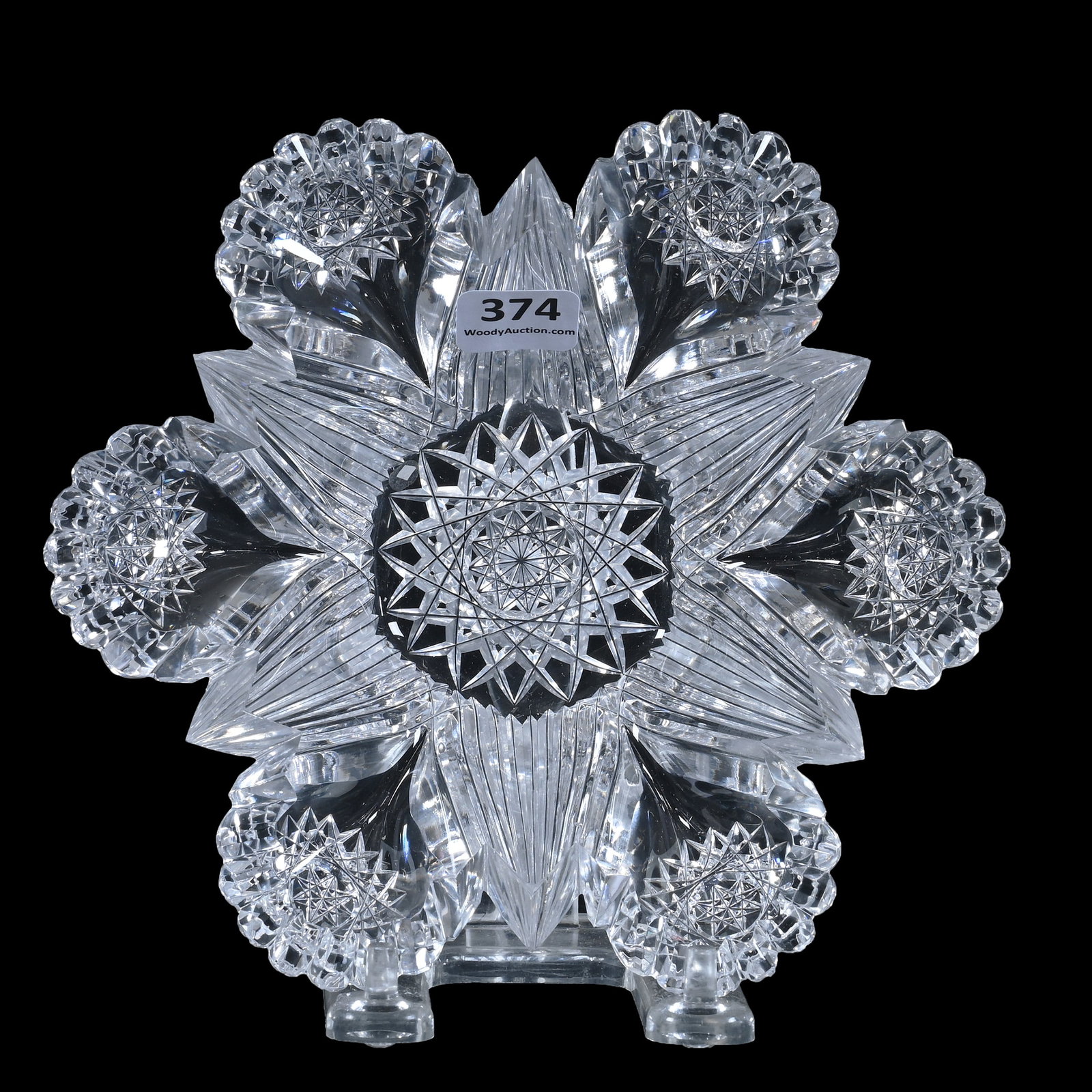 Blown Mold Bowl, American Brilliant Cut Glass, Alternating Hobstar And Fan Motif: Blown Mold Bowl, American Brilliant Cut Glass, Alternating Hobstar And Fan Motif, 6.75", Hobstar Base, Attributed To Hawkes, Sherri Schott Collection, Kansas.