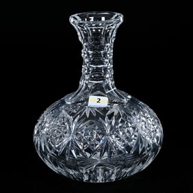 Water Carafe, American Brilliant Cut Glass, Signed Hawkes Florence Pattern