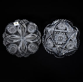 (2) Plates, American Brilliant Cut Glass