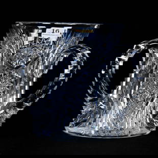 Three Handled Loving Cup, ABCG, Attributed To Higgins & Seiter: Three Handled Loving Cup, ABCG, Attributed To Higgins & Seiter, 5" x 5.5", Hobstar, Crosscut Diamond, Crosshatch, And Fan Motif, Triple Notched Handles, Raycut Base, Sherri Schott Collection, Kansas.