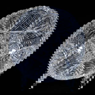 Bowl, American Brilliant Cut Glass, Anne Pattern By W.C. Anderson: Bowl, American Brilliant Cut Glass, Anne Pattern By W.C. Anderson, 3.75" x 8", Rim Nick, Pattern Chips, Sherri Schott Collection, Kansas.