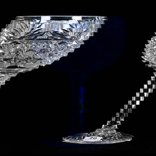 Grapefruit Supreme, American Brilliant Cut Glass: Grapefruit Supreme, American Brilliant Cut Glass, 6.75" x 5", Hobstar, Crosshatch, Star, And Fan Motif, Hobstar Foot, Attributed to Clark, Sherri Schott Collection, Kansas. Updated 10-15-25: