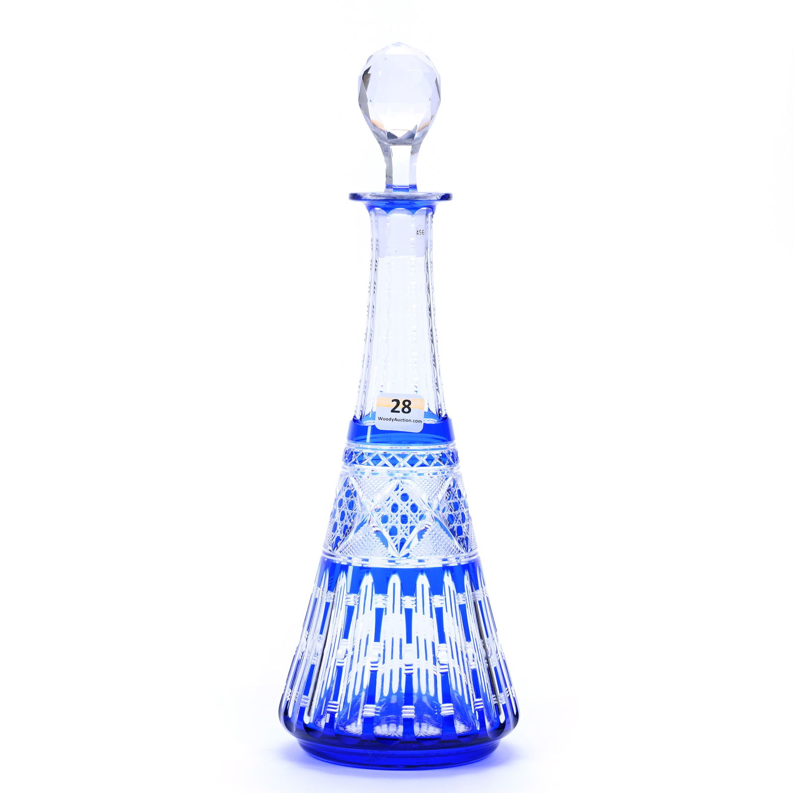Decanter, Brilliant Period Cut Glass, Cobalt Blue Cut To Clear (1 of 3)