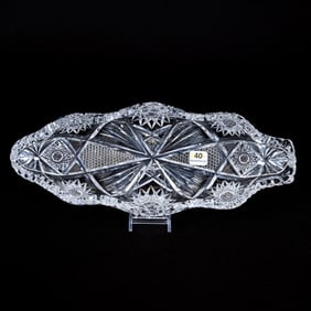 Blown Mold Celery Tray, American Brilliant Cut Glass