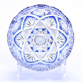 Bowl, Brilliant Period Cut Glass, Blue Cut To Clear