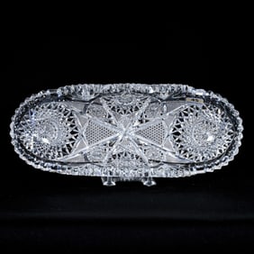 Celery Tray, American Brilliant Cut Glass, Signed Tuthill