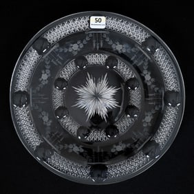 Plate, American Brilliant Cut Glass, Signed Hawkes