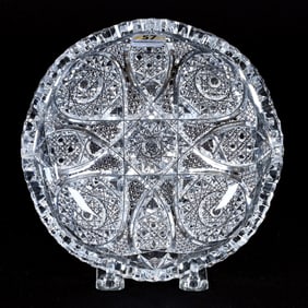 Low Bowl, American Brilliant Cut Glass, Signed Maple City Pattern #707