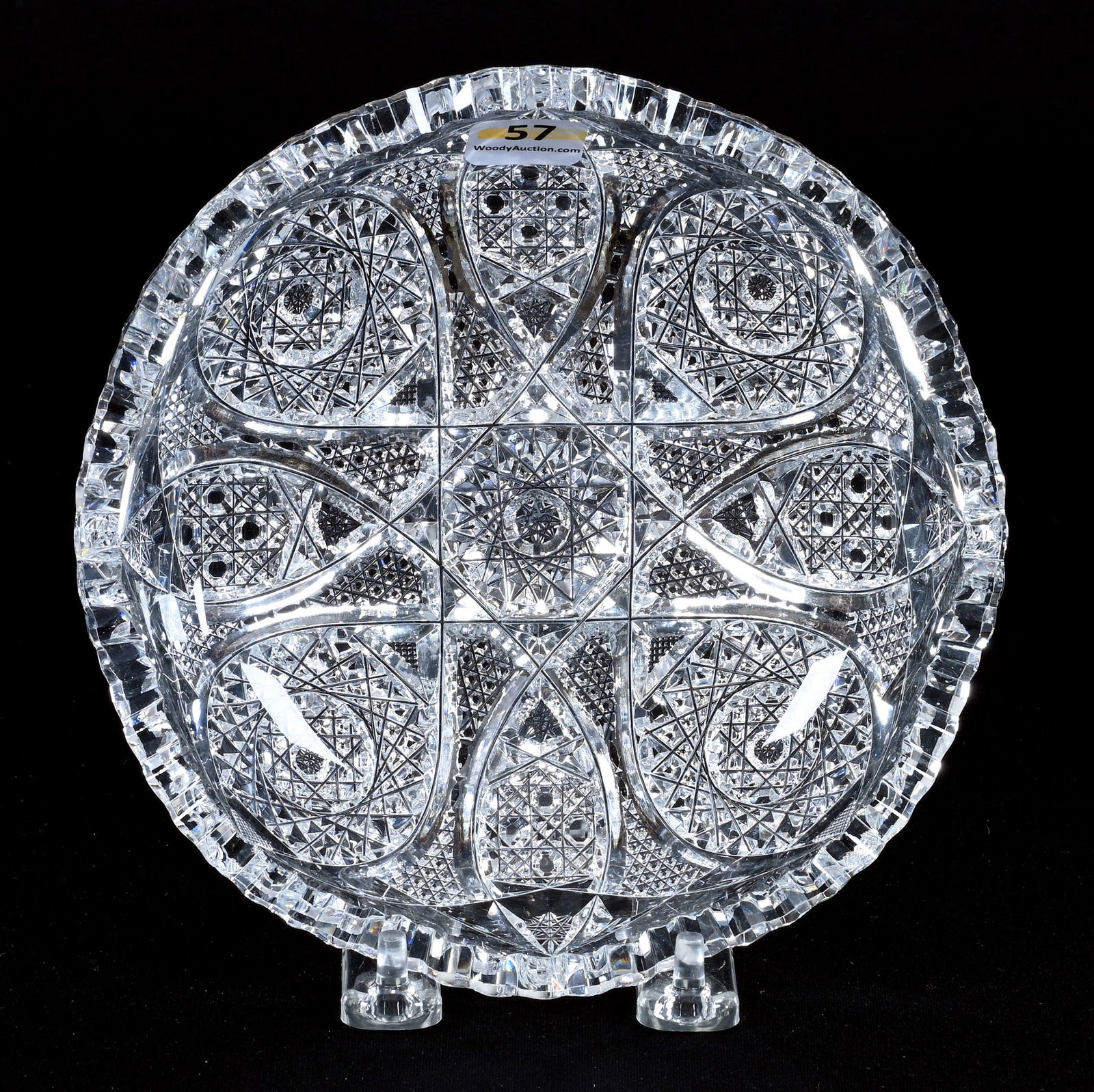 Low Bowl, American Brilliant Cut Glass, Signed Maple City Pattern #707 (1 of 5)