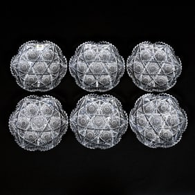 (6) Plates, American Brilliant Cut Glass
