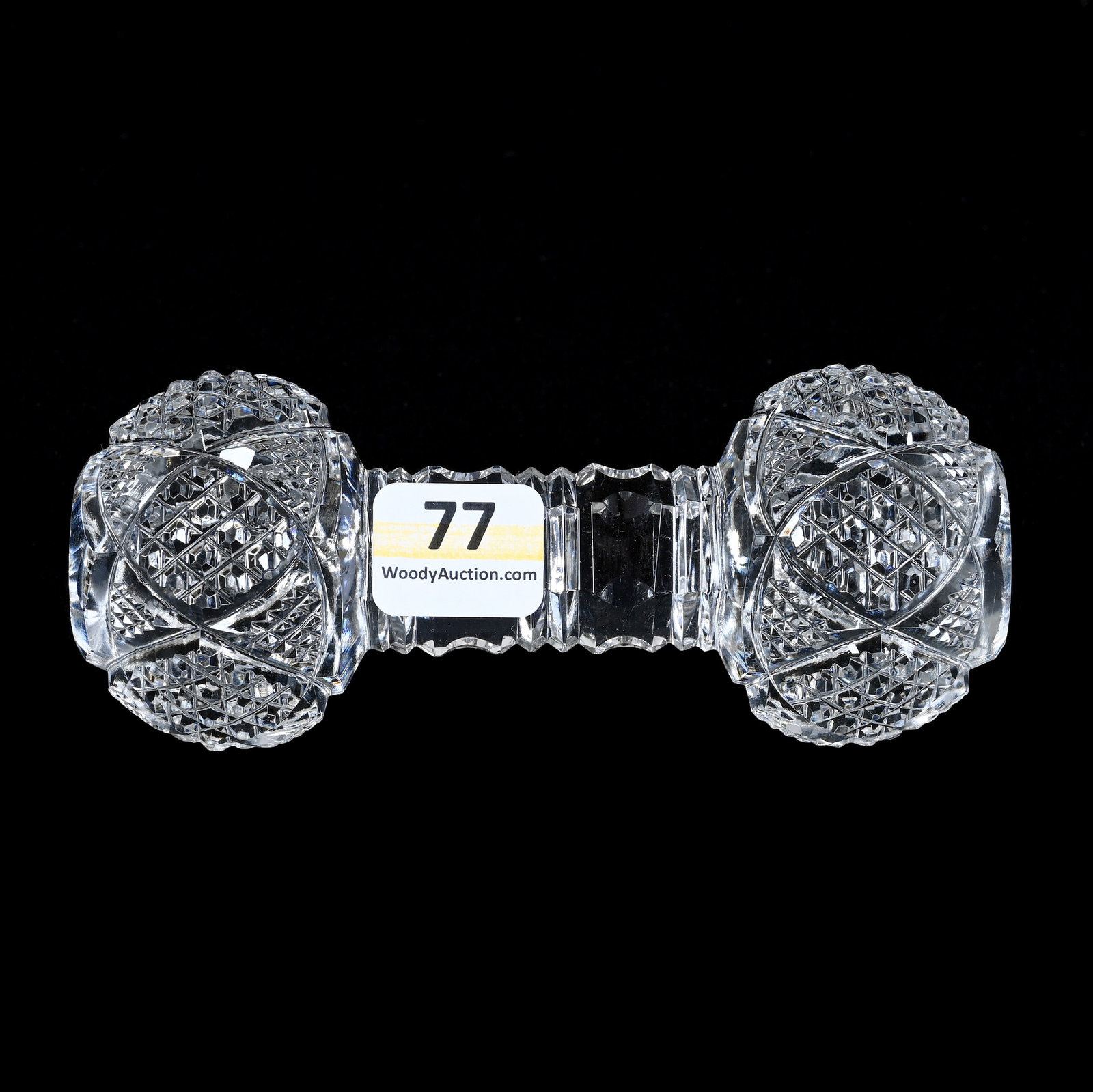 Knife Rest, American Brilliant Cut Glass: Knife Rest, American Brilliant Cut Glass, 4.75" x 2", Nailhead Diamond And Crosshatch Motif, Nice Design, Georgia Private Collection.