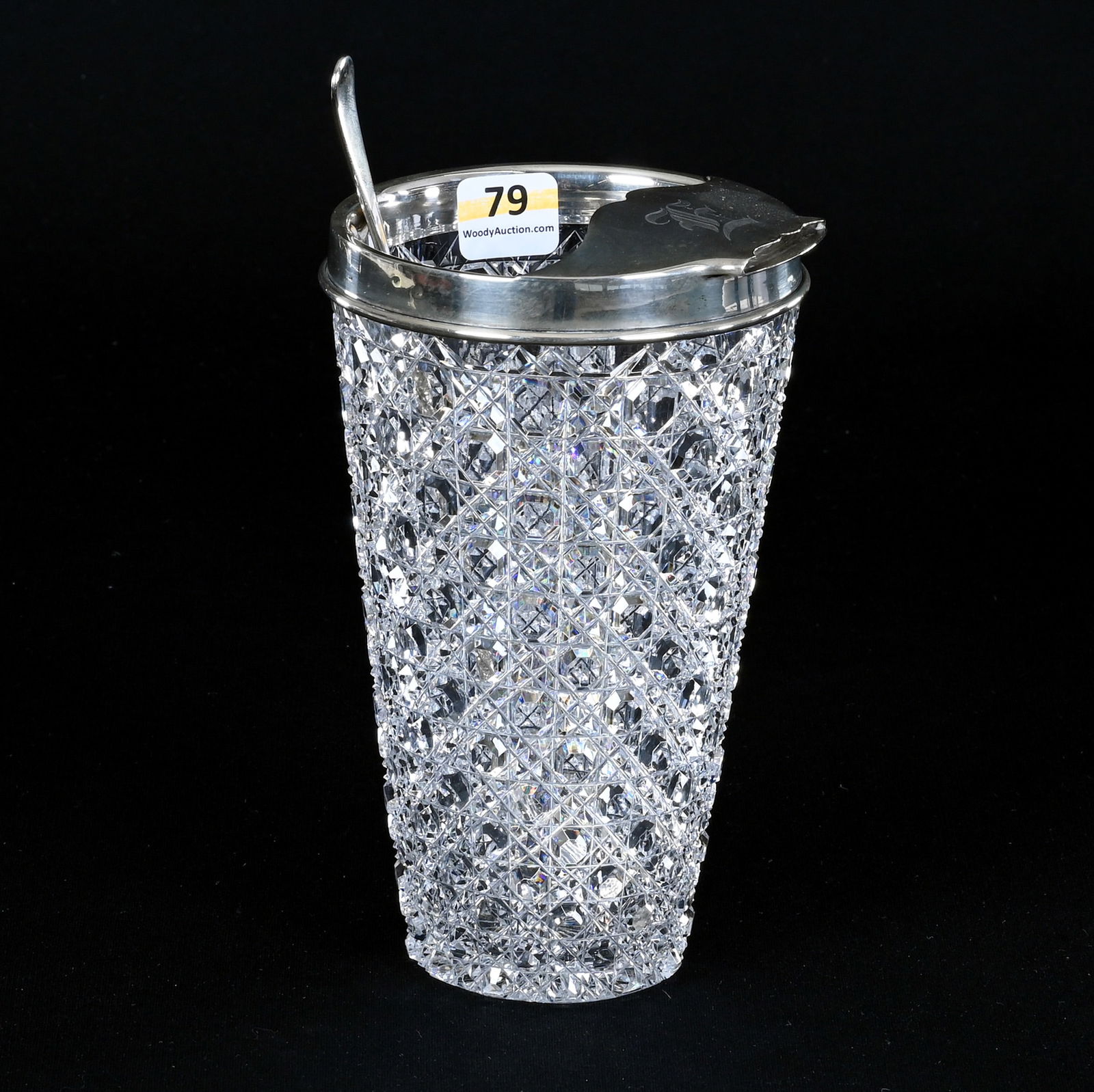 Martini Glass With Stirrer, American Brilliant Cut Glass, Cane Pattern With Raycut Base (1 of 6)