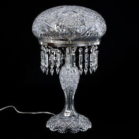Table Lamp, American Brilliant Cut Glass, Electrified Two Light
