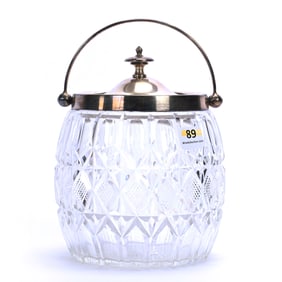 Biscuit Jar, Brilliant Period Cut Glass, Marked Mappin & Webb