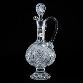 Pedestal Decanter, Brilliant Period Cut Glass