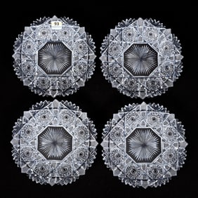 (4) Plates, American Brilliant Cut Glass