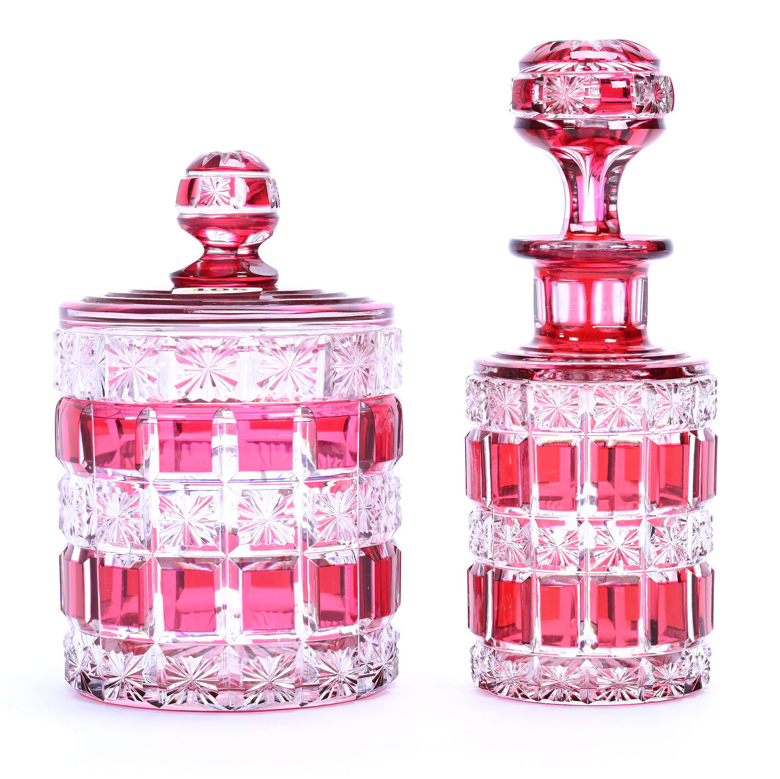 (2) Red Cut To Clear Items, Panels And Stars Pattern By Val St. Lambert (1 of 3)