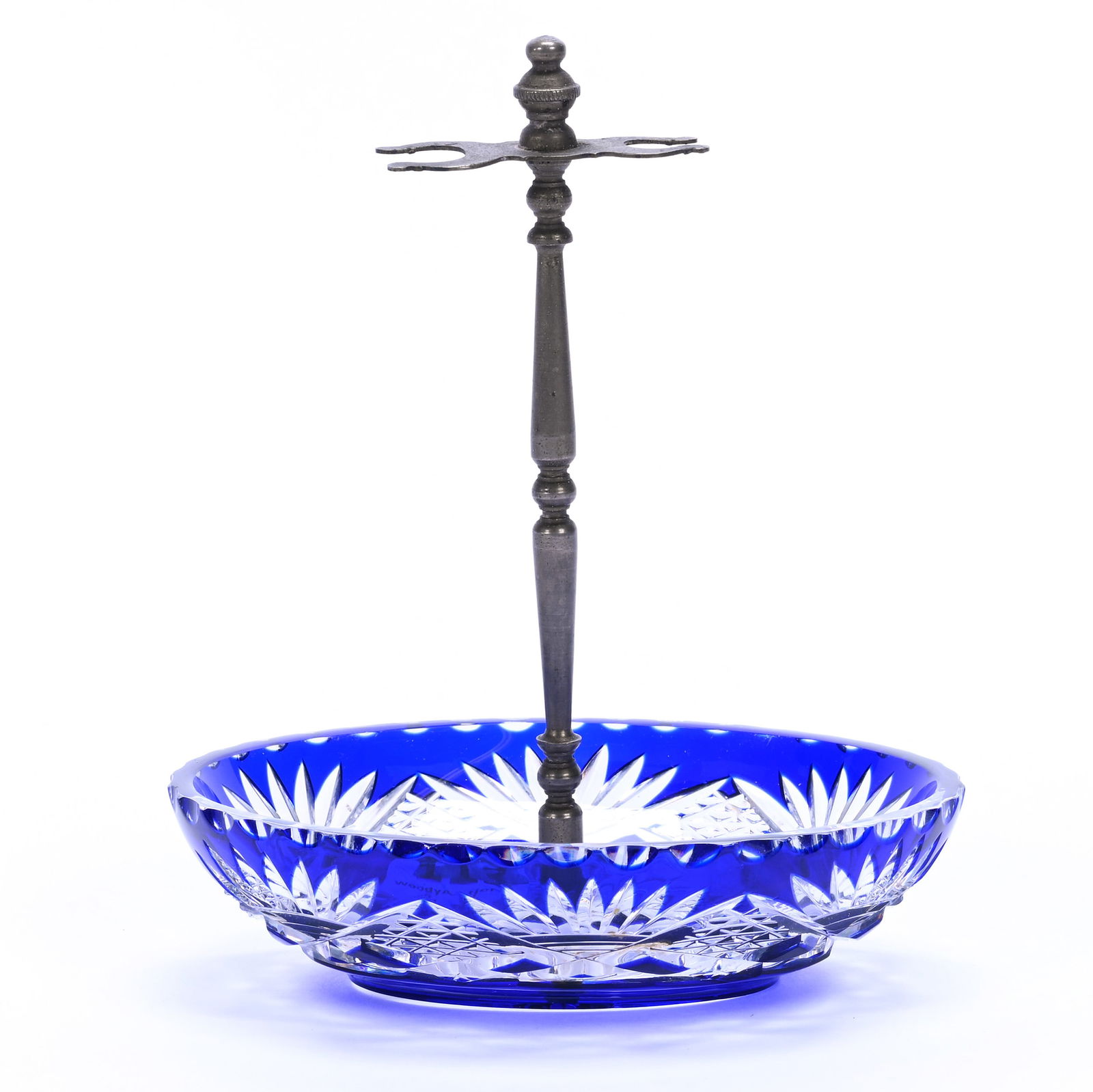 Toothbrush Holder/Dish, Brilliant Period Cut Glass, Cobalt Blue Cut To Clear (1 of 3)