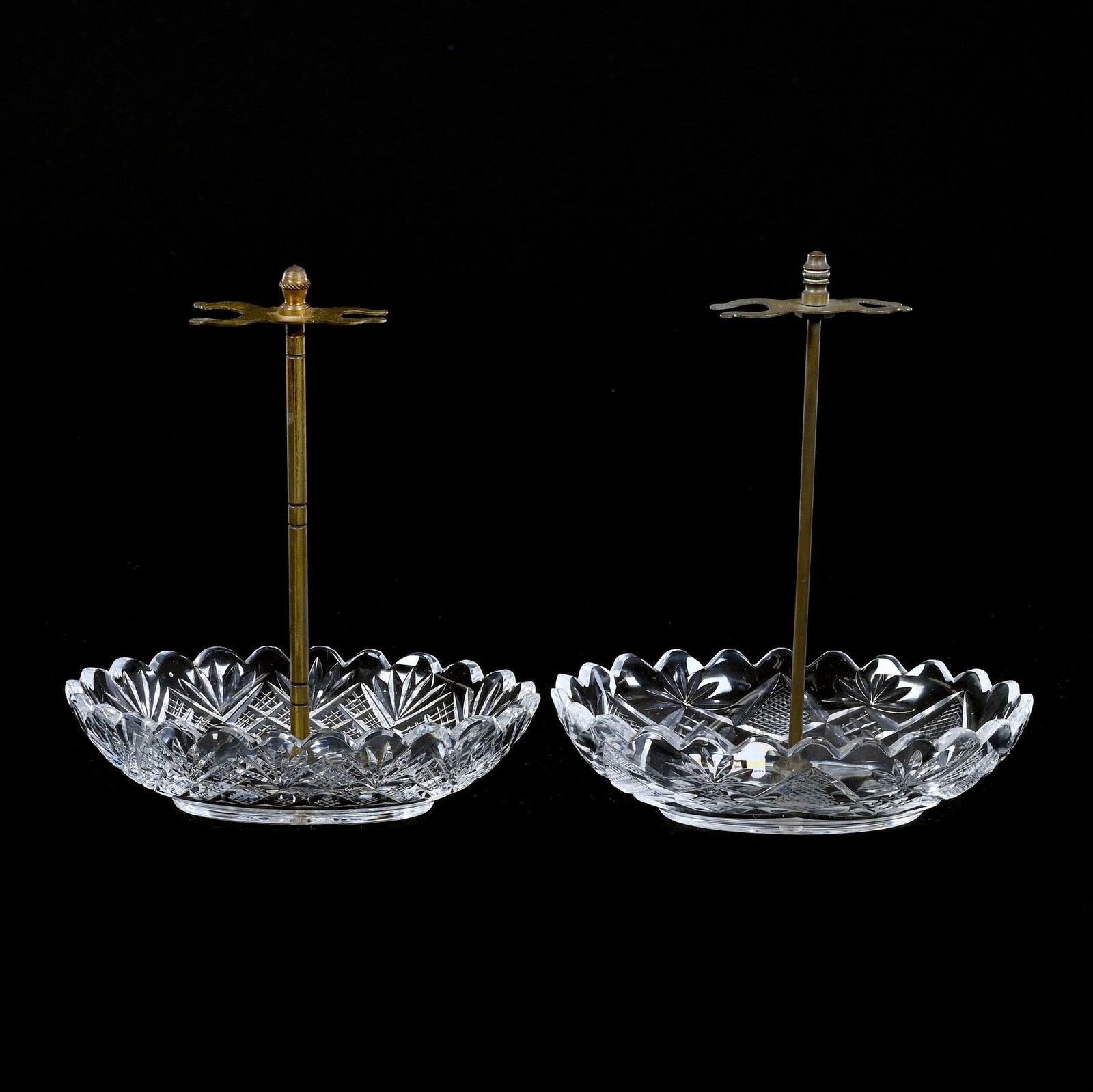 (2) Toothbrush Holders/Dishes, Brilliant Period Cut Glass, By Val St. Lambert (1 of 3)