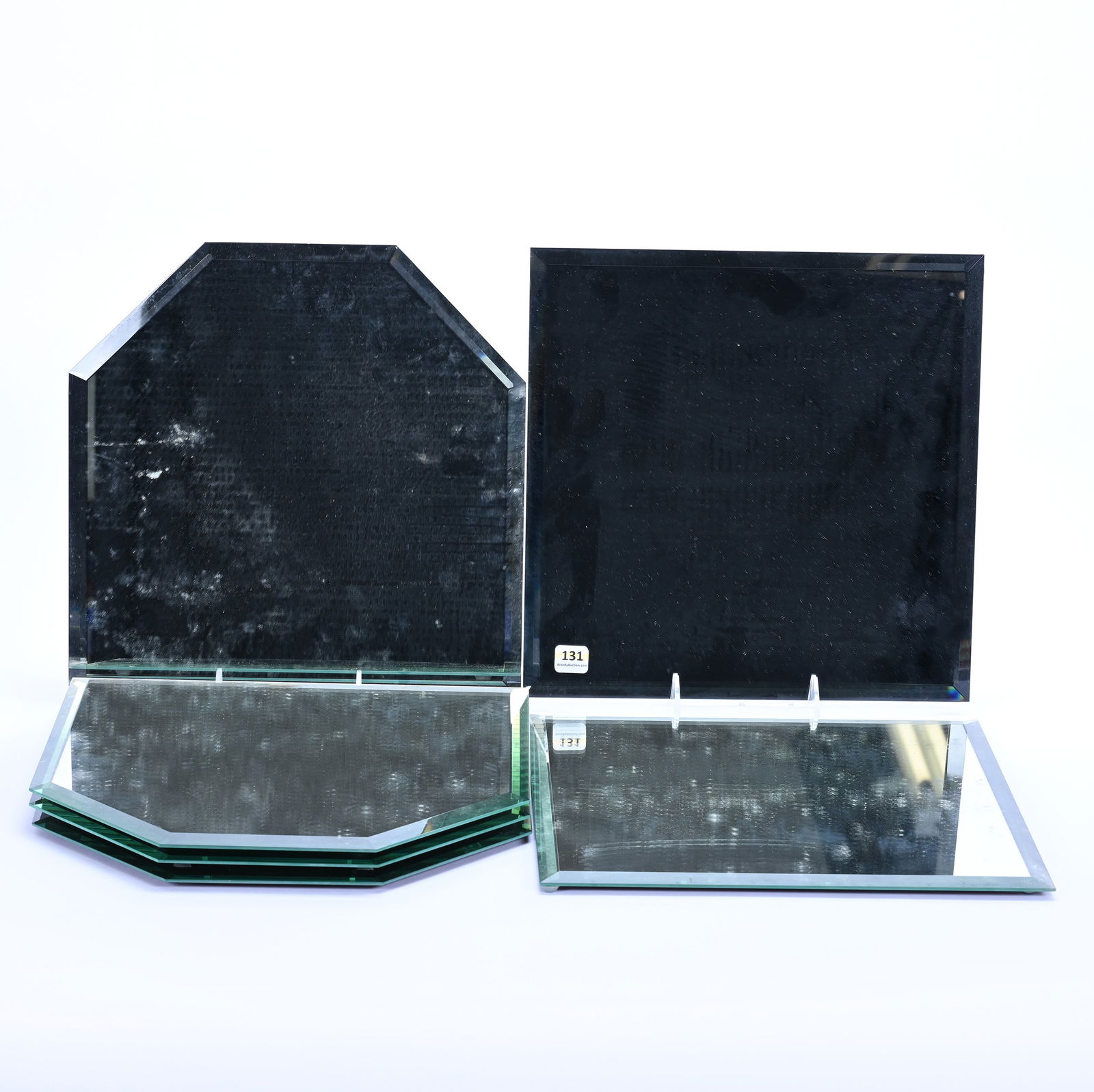 (6) Flat Beveled Mirror Plateaus, Modern (1 of 3)