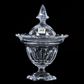 Pedestal Covered Candy Jar, American Brilliant Cut Glass, Flute Pattern